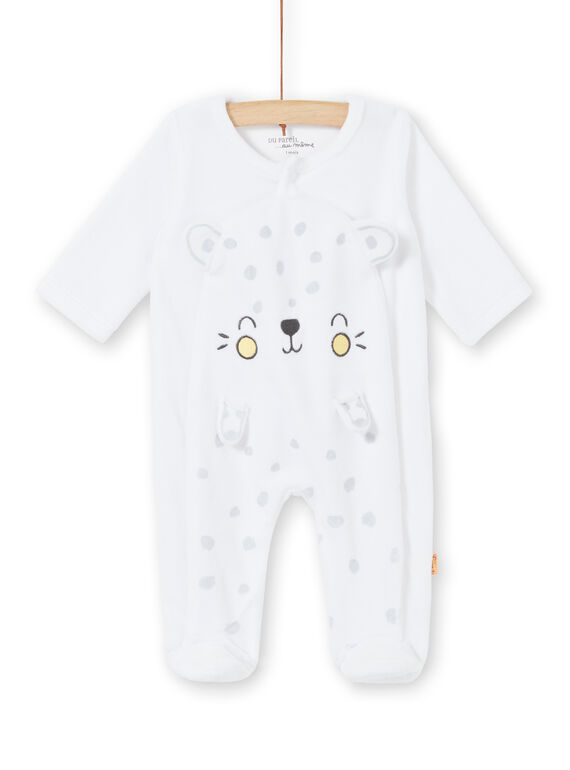 Tutina leopardata bianca in velluto neonato unisex LOU1GRE5 / 21SF05H2GRE000