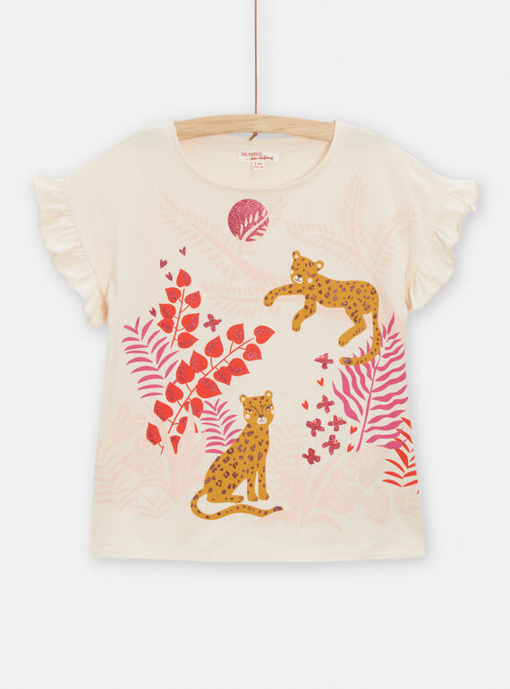 T-shirt ecrù con motivo animali bambina TALITI1 / 24S901T1TMC003