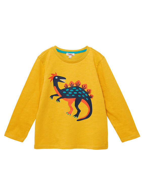 T-shirt maniche lunghe bambino gialla con stampa dinosauro JOJOTEE3 / 20S90241D32B116