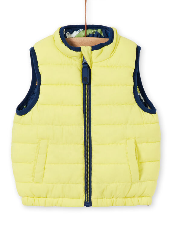 Piumino senza maniche double face giallo e blu scuro neonato LUGROBLOU2EX / 21SG10R1D3E070