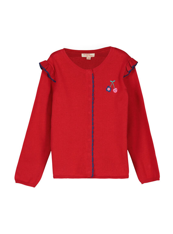 Cardigan rosso in maglia bambina FACOCAR1 / 19S90181CAR050
