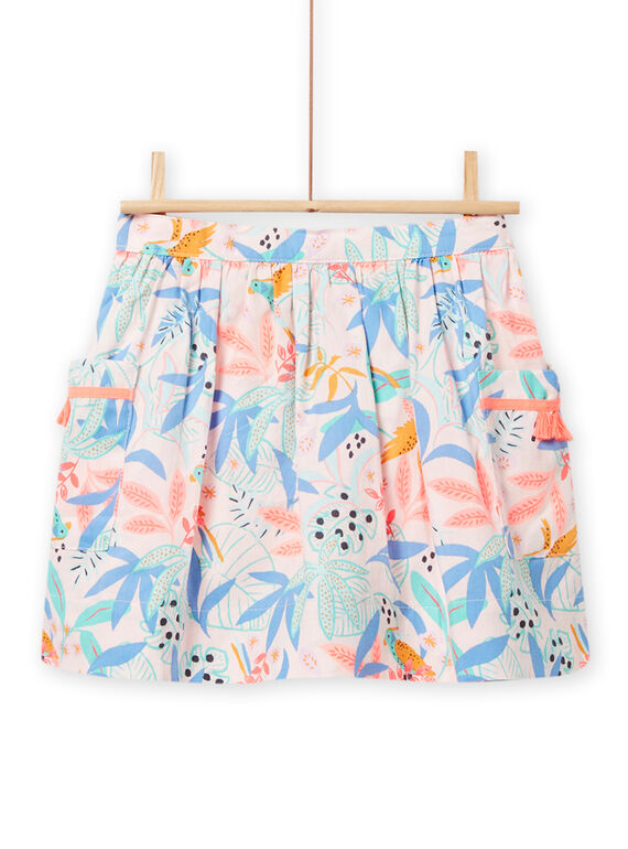 Gonna twill rosa cipria con stampa foglie bambina NAMOJUP1 / 22S901N2JUPD327