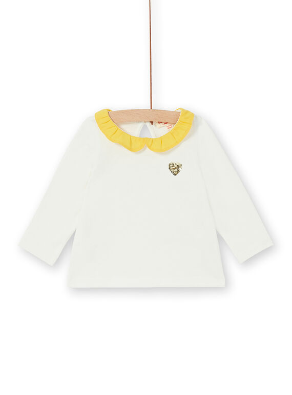 T-shirt ecrù e gialla in cotone neonata LIJOBRA1 / 21SG0932BRA001