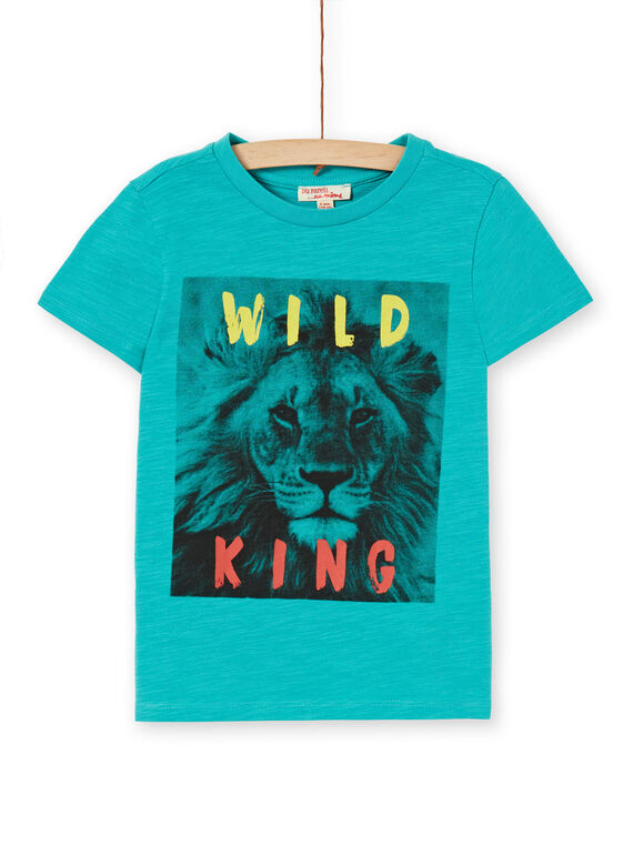 T-shirt turchese in cotone bambino LOJOTI3 / 21S90231TMCC215
