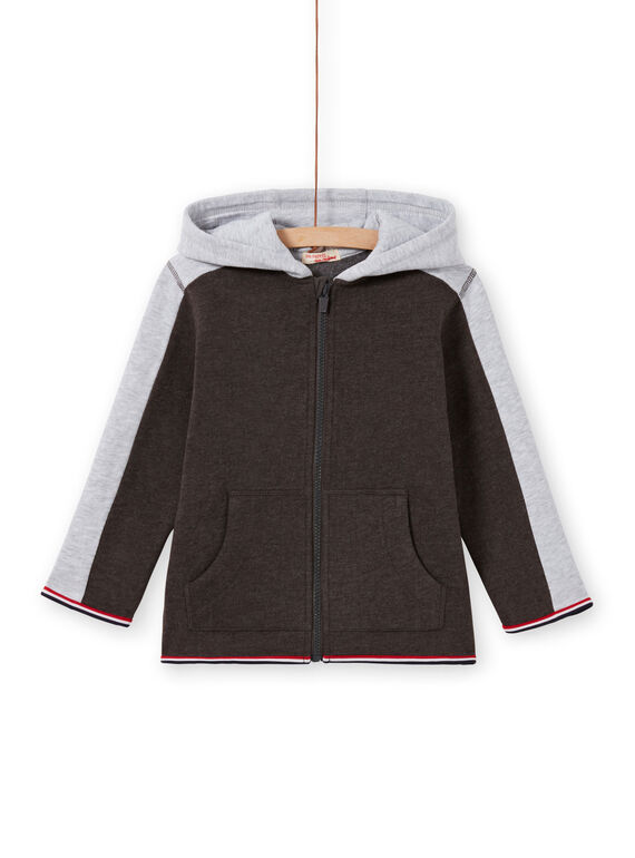 Top sportivo con cappuccio antracite e grigio melange bambino MOJOJOH2 / 21W90213JGH944