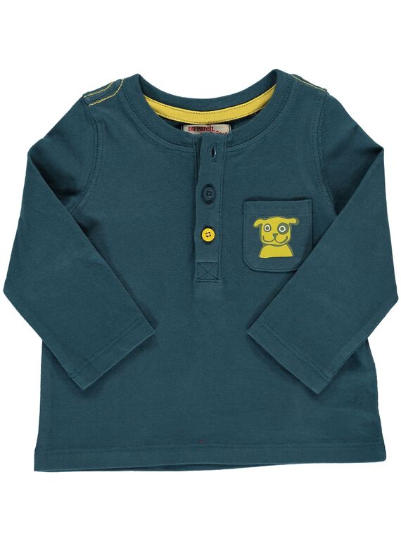 Baby boys' peacock blue long-sleeved T-shirt DUJOTUN2 / 18WG1036TML714