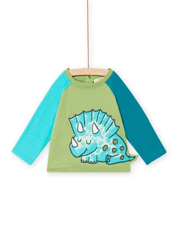 T-shirt verde kaki motivo dinosauro neonato NUGATEE2 / 22SG10O2TML626