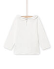 T-shirt ecrù con collo con volant bianca neonata NIJOBRA3 / 22SG0972BRA001