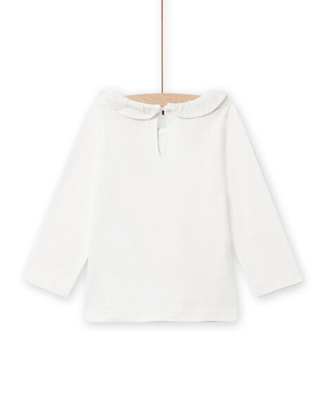 T-shirt ecrù con collo con volant bianca neonata NIJOBRA3 / 22SG0972BRA001