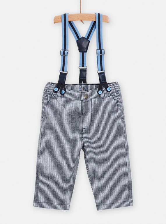 Pantaloni con bretelle da cerimonia blu neonato TUPOPAN1 / 24SG10M1PAN705