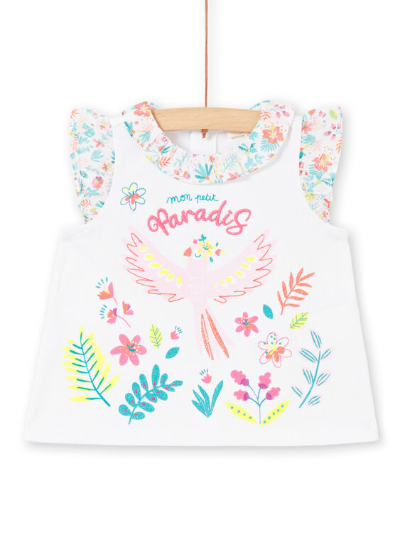 T-shirt bianca con volant neonata LIBONBRA / 21SG09W1BRA000