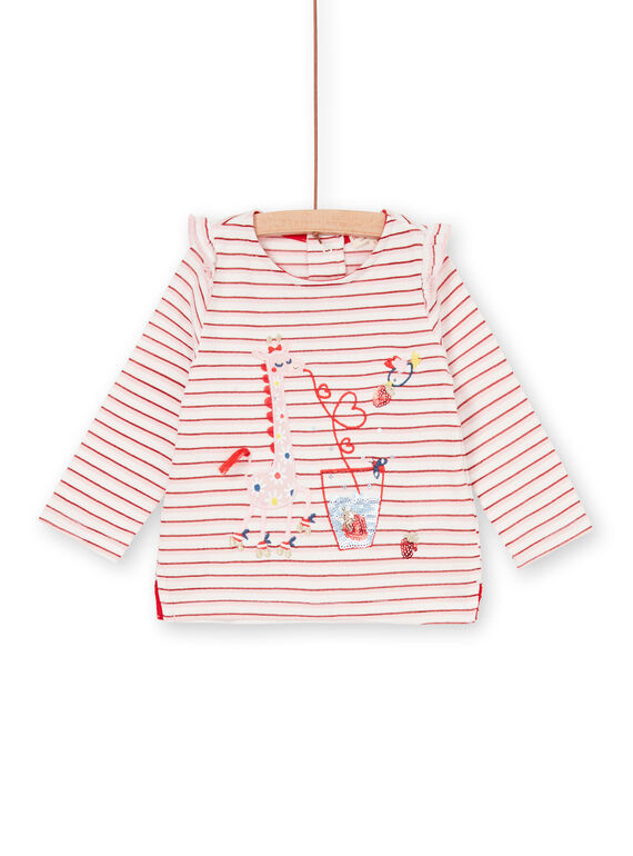 T-shirt rossa e bianca a righe Lurex® neonata LICANTEE / 21SG09M1TML001