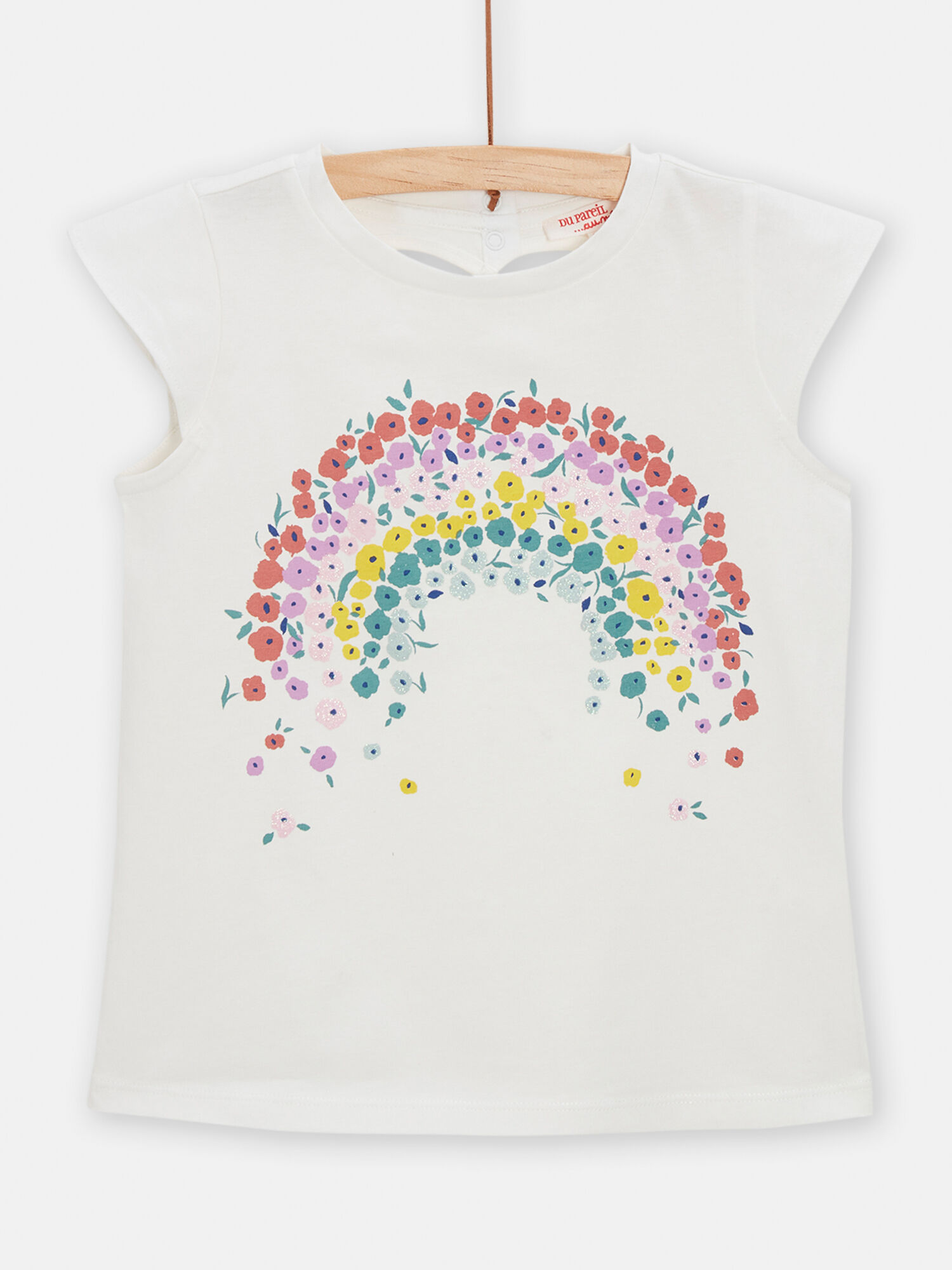 T shirt ecru con motivo arcobaleno bambina acquisto online T Shirt Canottiera DPAM