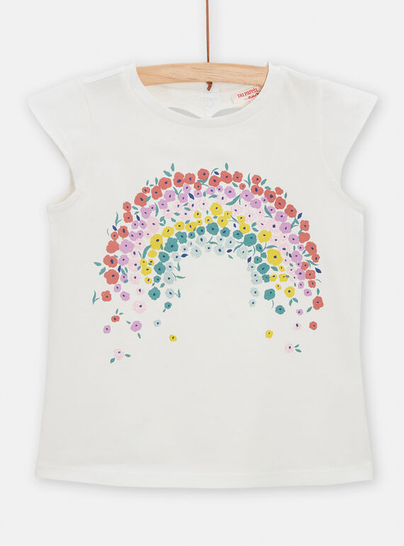 T-shirt ecrù con motivo arcobaleno bambina TAPOTI4 / 24S901M3TMC001