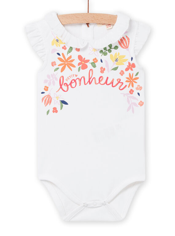 Body bianco con motivi fiori e scritta neonata NIHOBOD / 22SG09T1BOD000