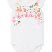 Body bianco con motivi fiori e scritta neonata