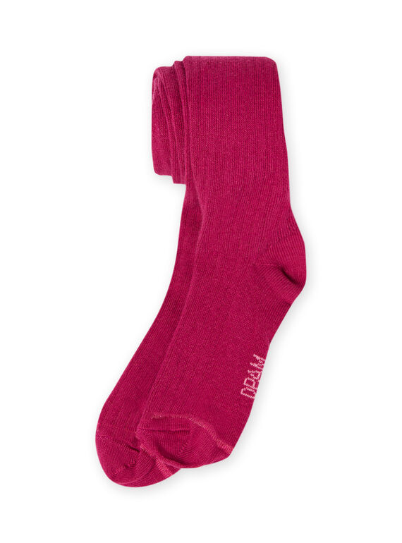 Collant tinta unita a costine rosa scuro bambina MYAJOCOL3 / 21WI0117COLD312