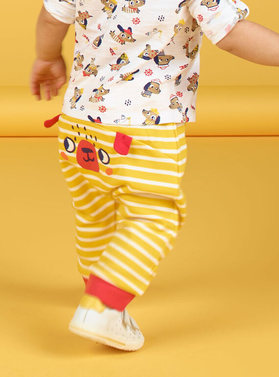 Pantaloni gialli e bianchi a righe in cotone neonato LUNOPAN2 / 21SG10L2PAN106
