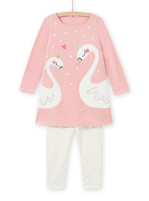 Camicia da notte rosa antico con motivi cigni fantasia bambina MEFACHUVEL / 21WH1192CHN303