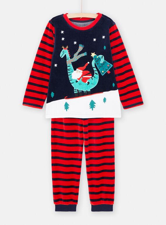 Pigiama natalizio rosso e blu notte bambino SEGOPYJNO2 / 23WH12T2PYJ705
