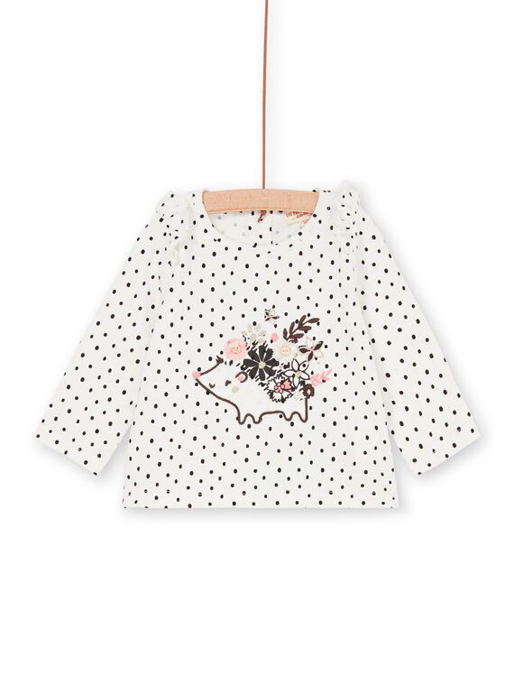 T-shirt bianca e navy a pois neonata LIPOETEE1 / 21SG09Y2TML001