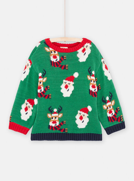 Maglia natalizia verde bottiglia bambino SOWAYPUL2 / 23W902S1PULG611