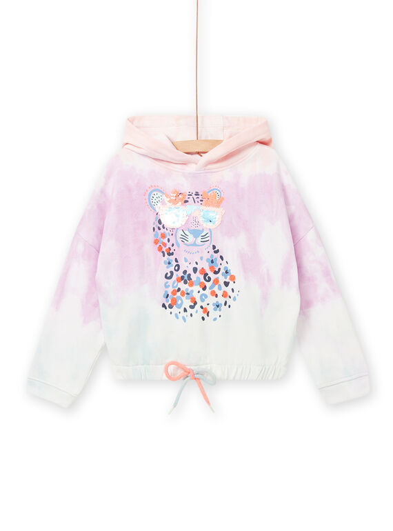 Felpa stile t-shirt con cappuccio motivo leopardato e paillettes bambina NAMOSWEA / 22S901N1SWED327