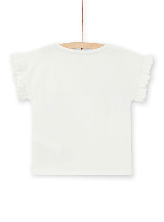T-shirt ecrù e rosa con stampa a fiori e leopardo in cotone LABLETI / 21S901J1TMC001
