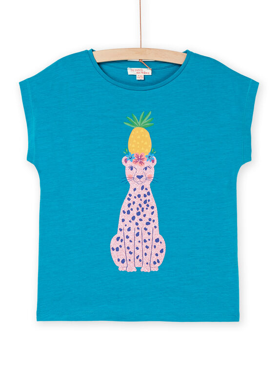 T-shirt turchese con motivo leopardo RAJOTI10 / 23S90192TEEC217