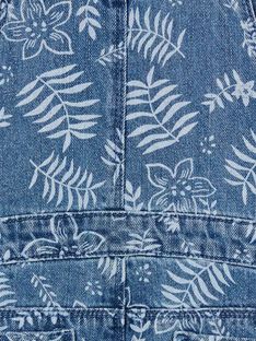 Salopette in jeans blu e bianca con stampa a fiori LANAUSAC / 21S901P1SACP274