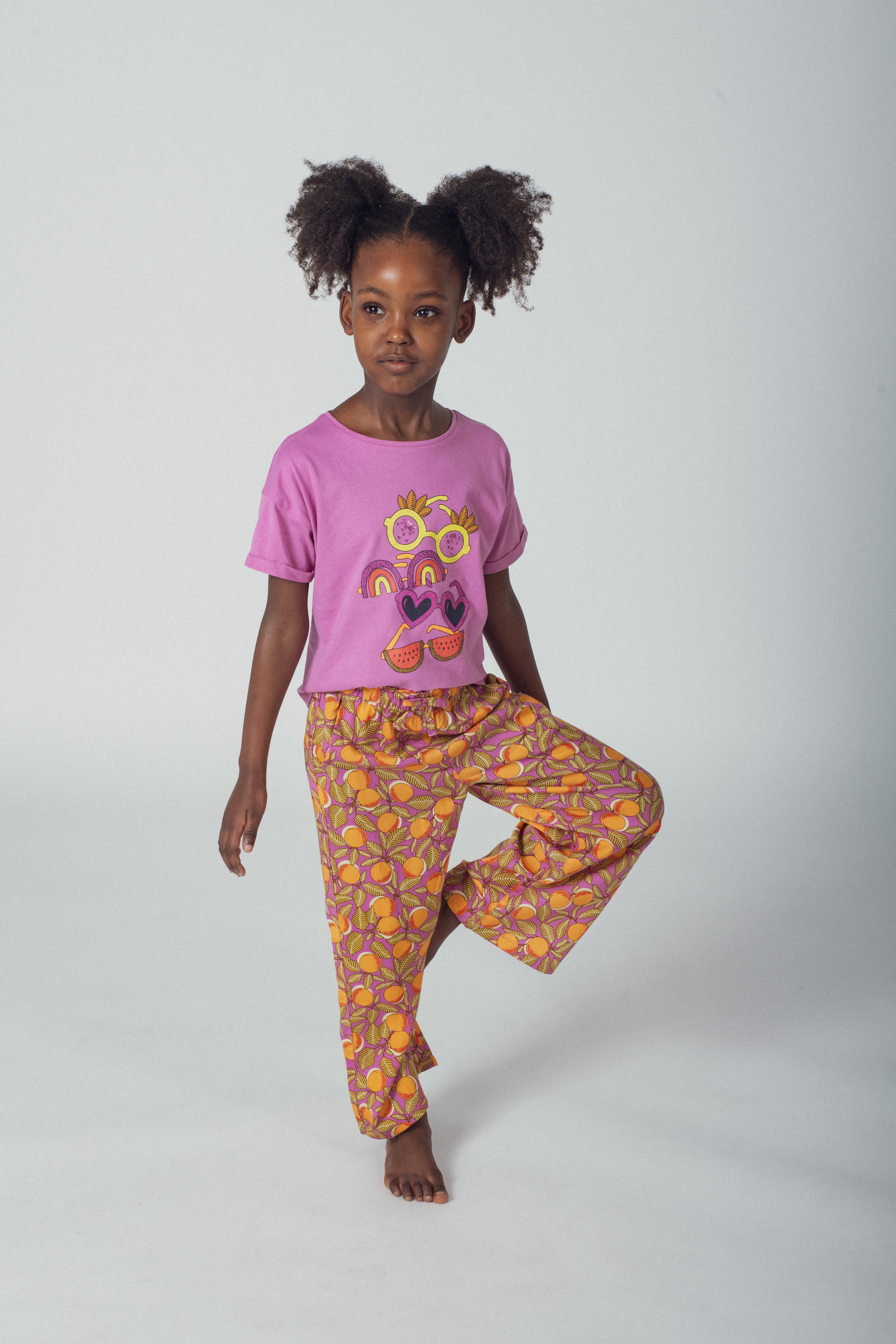 Pantaloni fluidi con stampa clementina